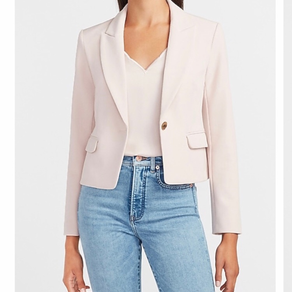 Express Super soft peak lapel pink blazer